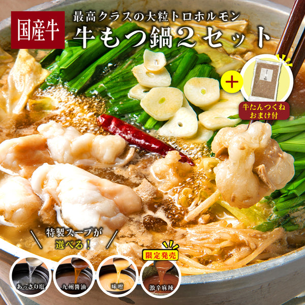 牛もつ鍋　2種セット (選べるスープ) 4~6人前 牛たんつくねおまけ付き